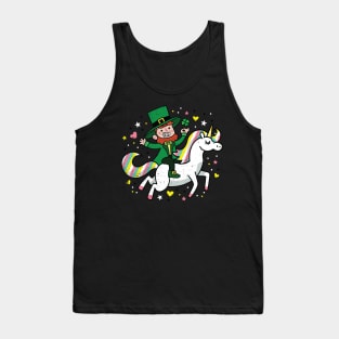 Leprechaun Riding a Unicorn Funny St Patrick's Day Tank Top